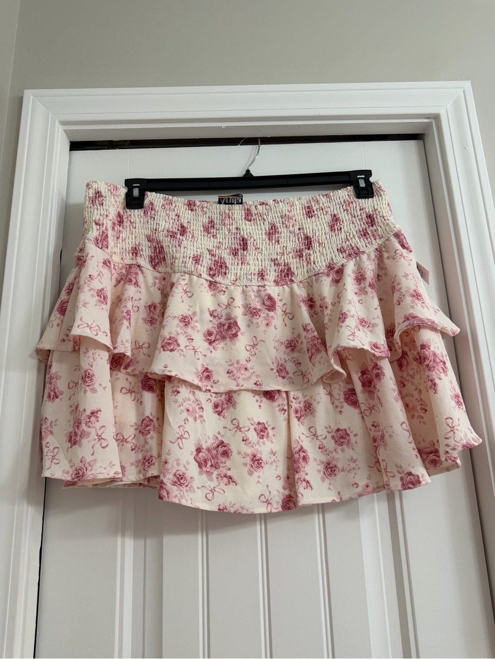 Floral Tiered Mini Skort - Pink Rose Print